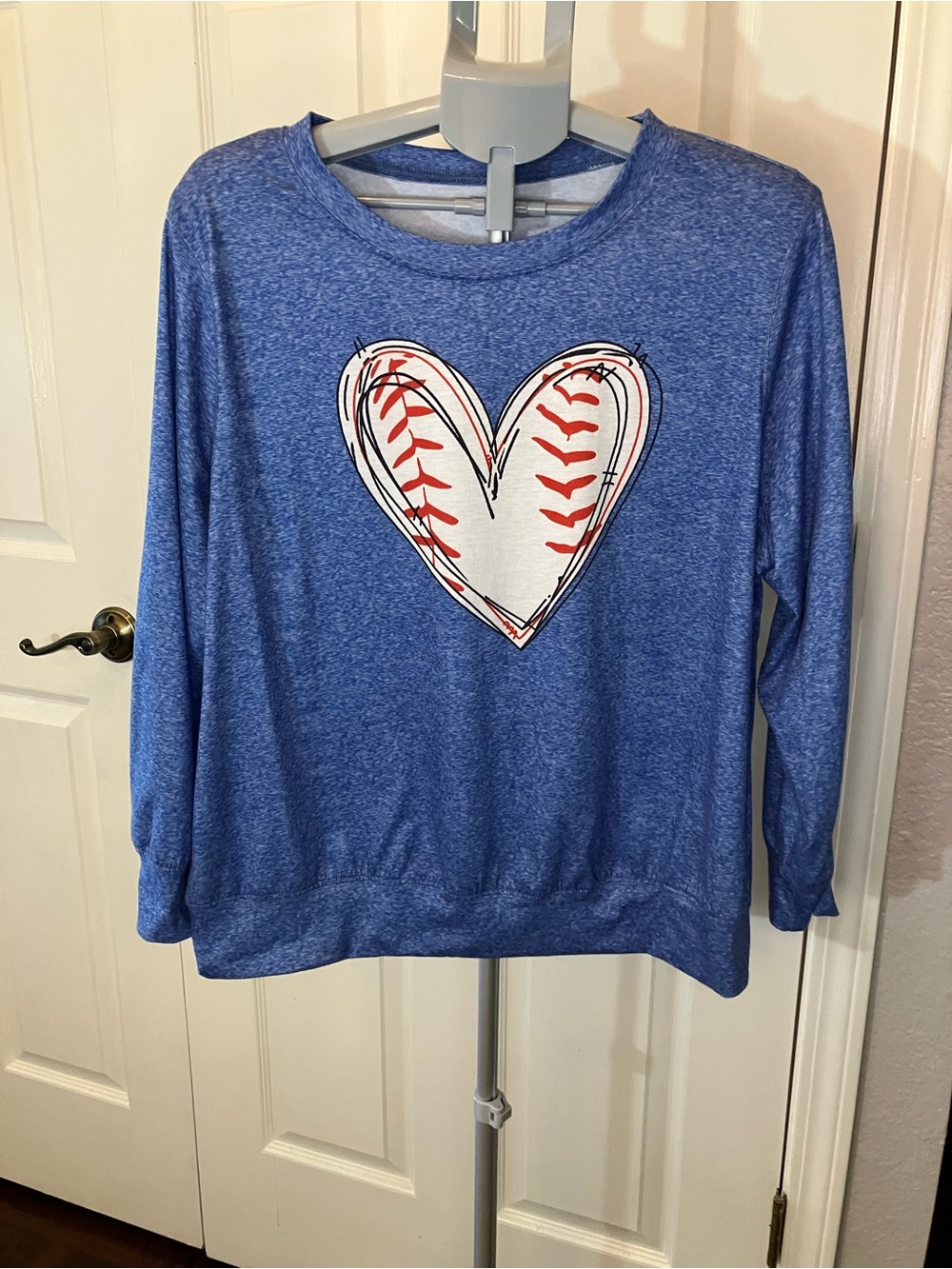 Blue Sweatshirt with Baseball Heart Graphic